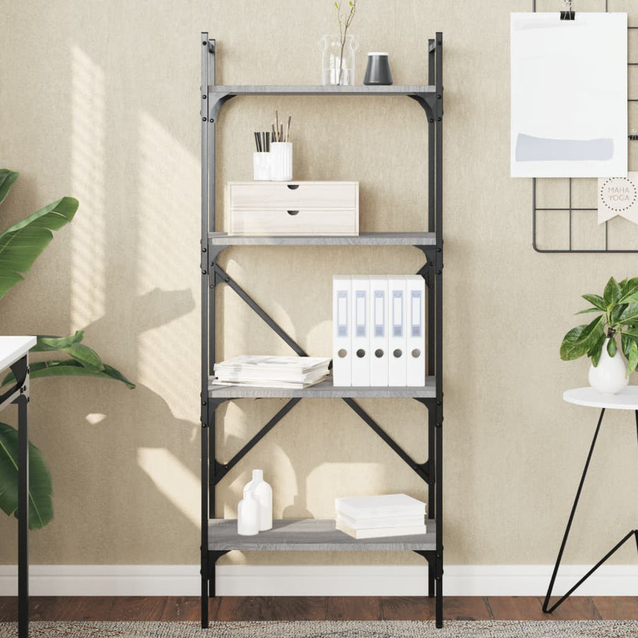 Boekenkast 4-Laags 56X31,5X138,5 Cm Bewerkt Hout Grijs Sonoma