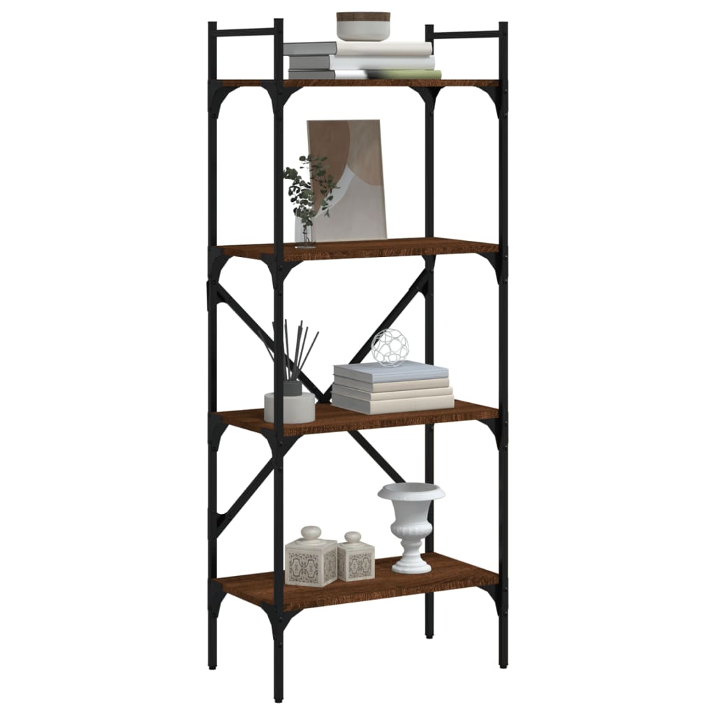 Boekenkast 4-Laags 56X31,5X138,5 Cm Bewerkt Hout Bruineiken