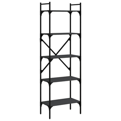 Boekenkast 5-Laags 56X31,5X174 Cm Bewerkt Hout Zwart