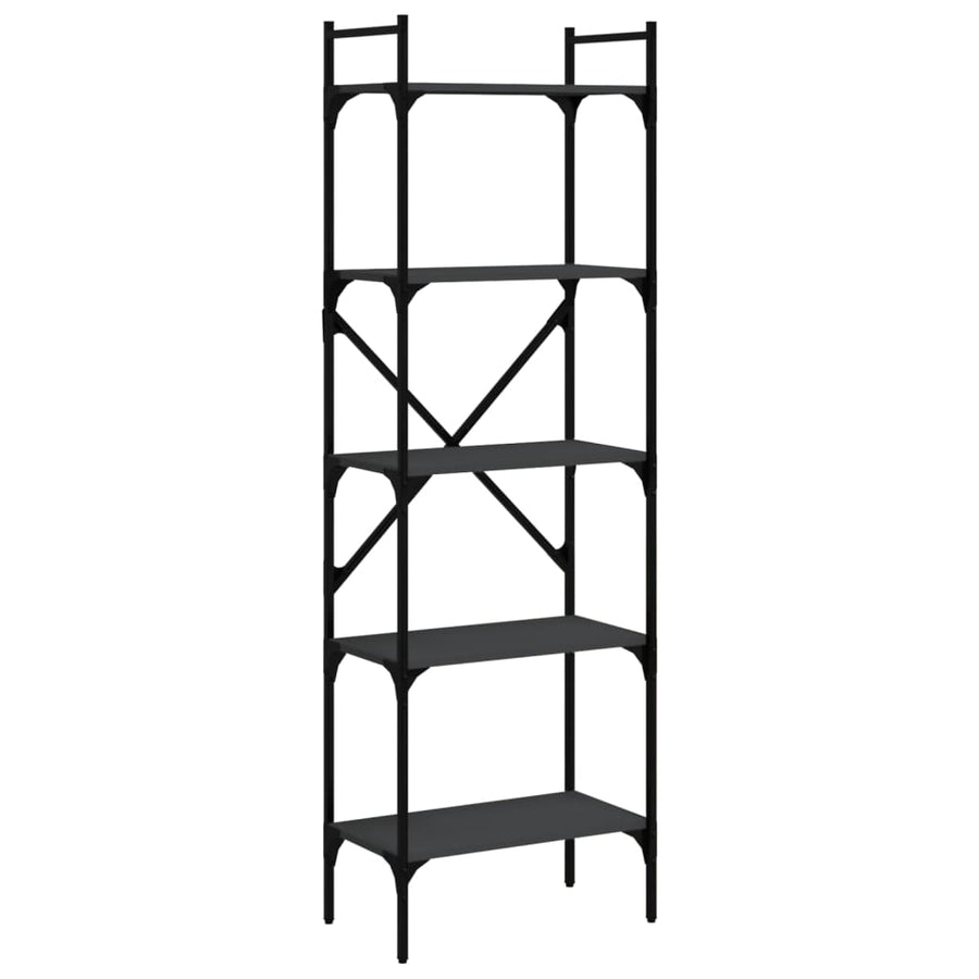 Boekenkast 5-Laags 56X31,5X174 Cm Bewerkt Hout Zwart