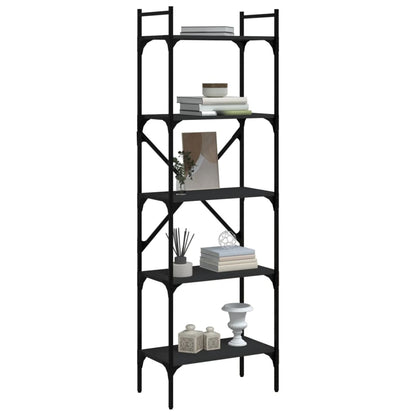 Boekenkast 5-Laags 56X31,5X174 Cm Bewerkt Hout Zwart