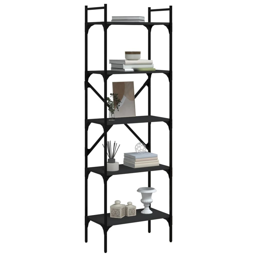 Boekenkast 5-Laags 56X31,5X174 Cm Bewerkt Hout Zwart