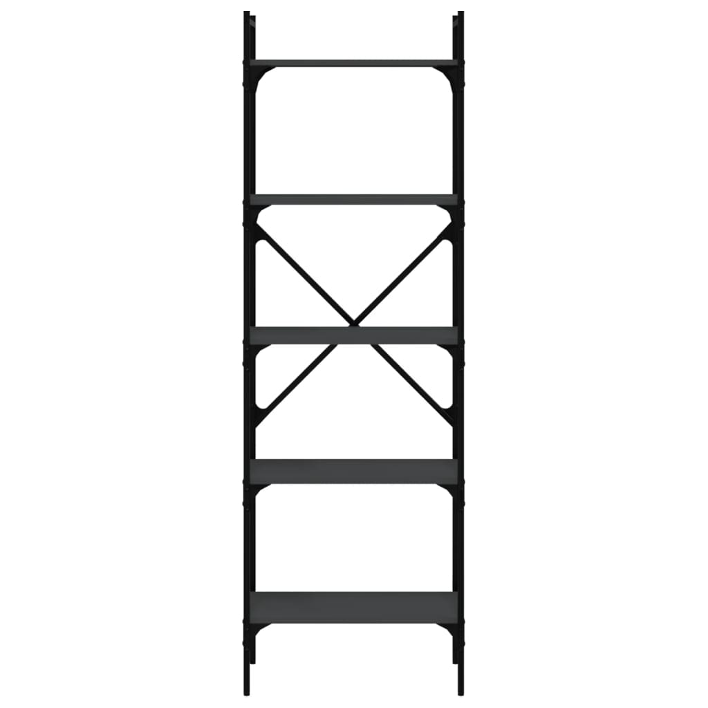 Boekenkast 5-Laags 56X31,5X174 Cm Bewerkt Hout Zwart