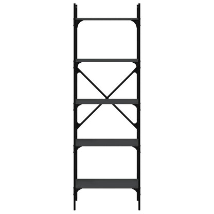 Boekenkast 5-Laags 56X31,5X174 Cm Bewerkt Hout Zwart
