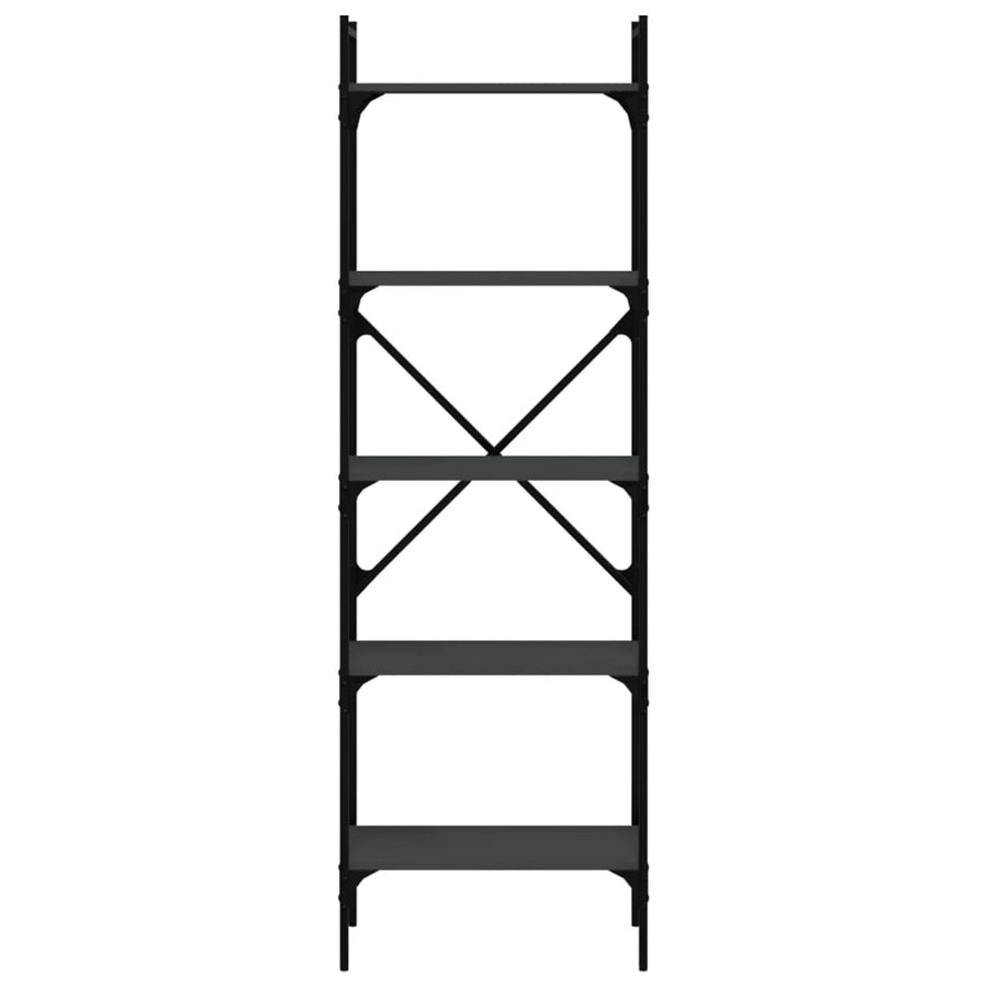 Boekenkast 5-Laags 56X31,5X174 Cm Bewerkt Hout Zwart