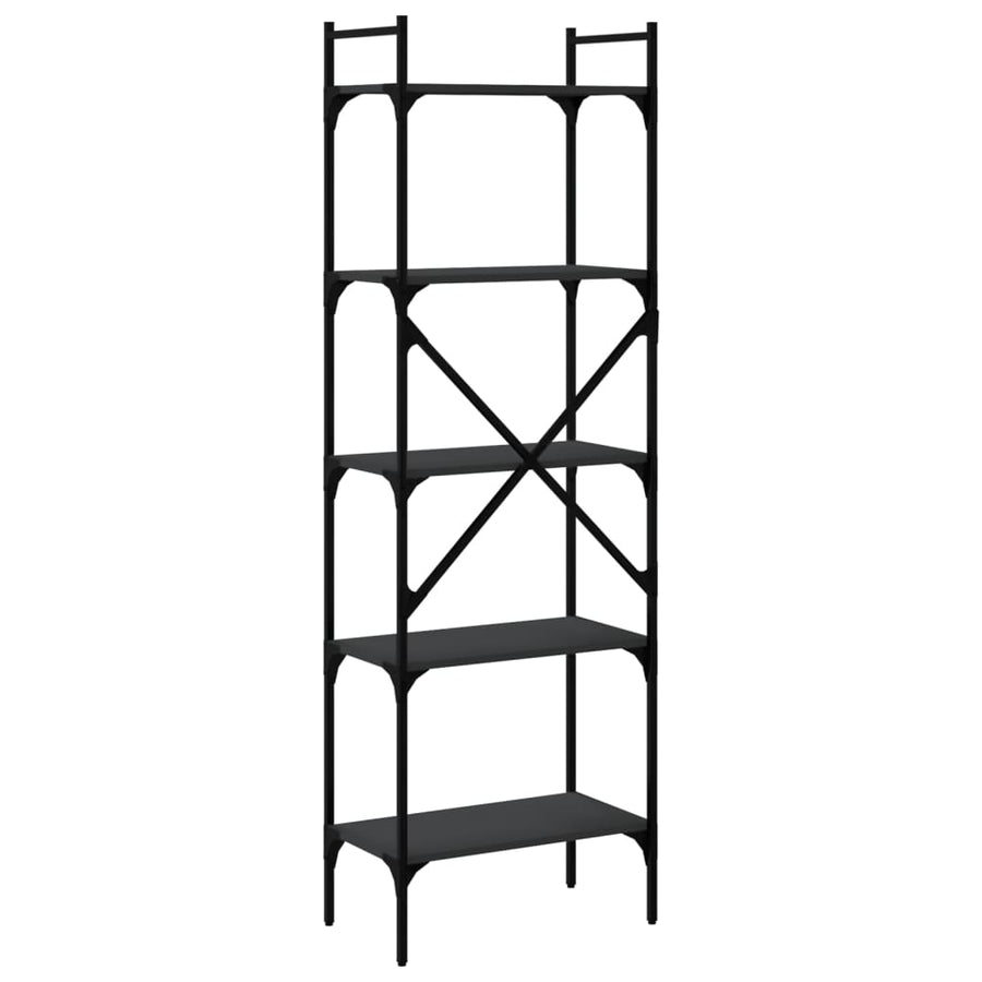 Boekenkast 5-Laags 56X31,5X174 Cm Bewerkt Hout Zwart