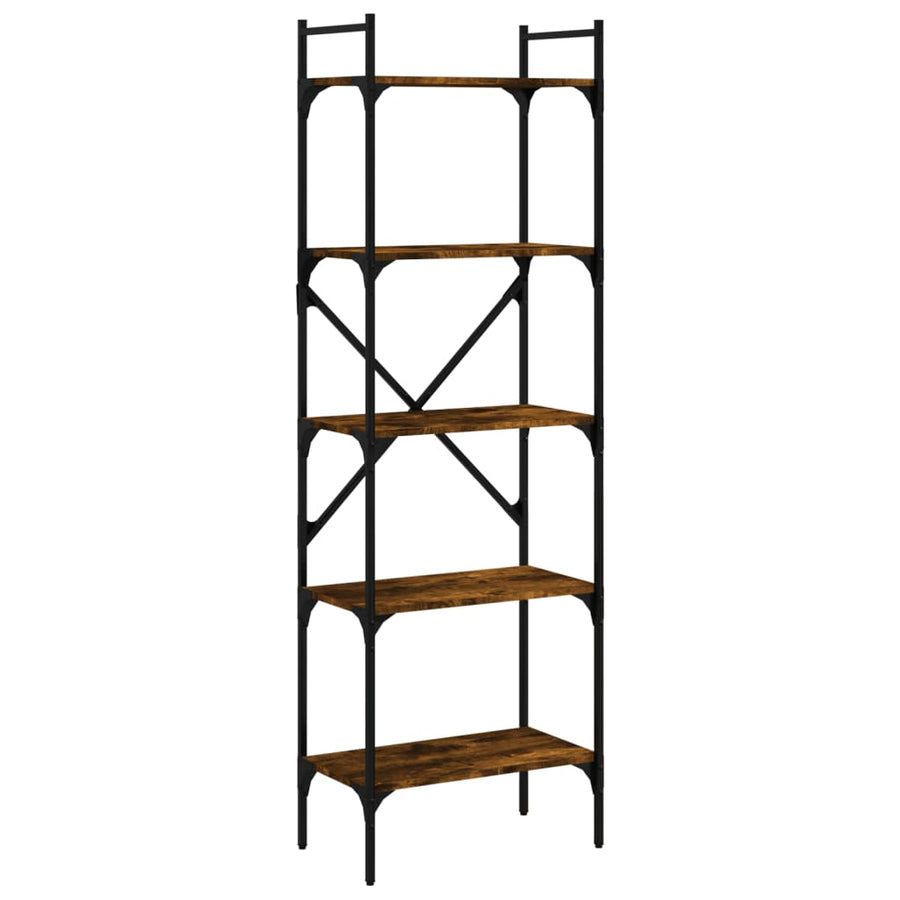 Boekenkast 5-Laags 56X31,5X174 Cm Bewerkt Hout Gerookt Eiken