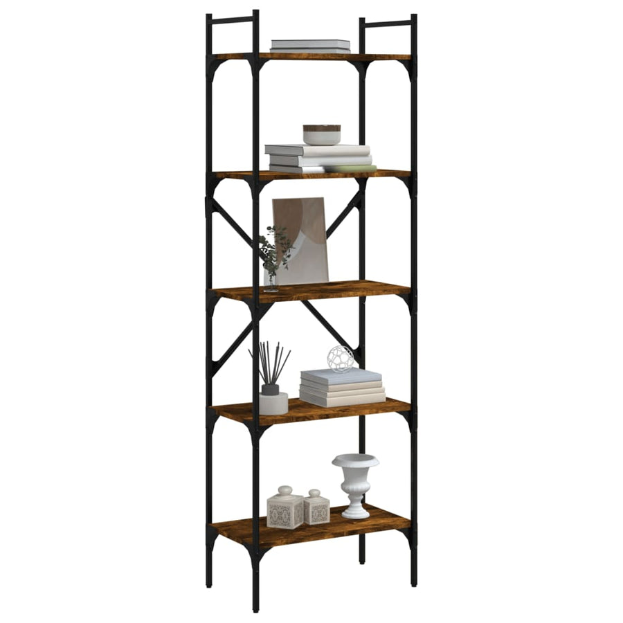 Boekenkast 5-Laags 56X31,5X174 Cm Bewerkt Hout Gerookt Eiken