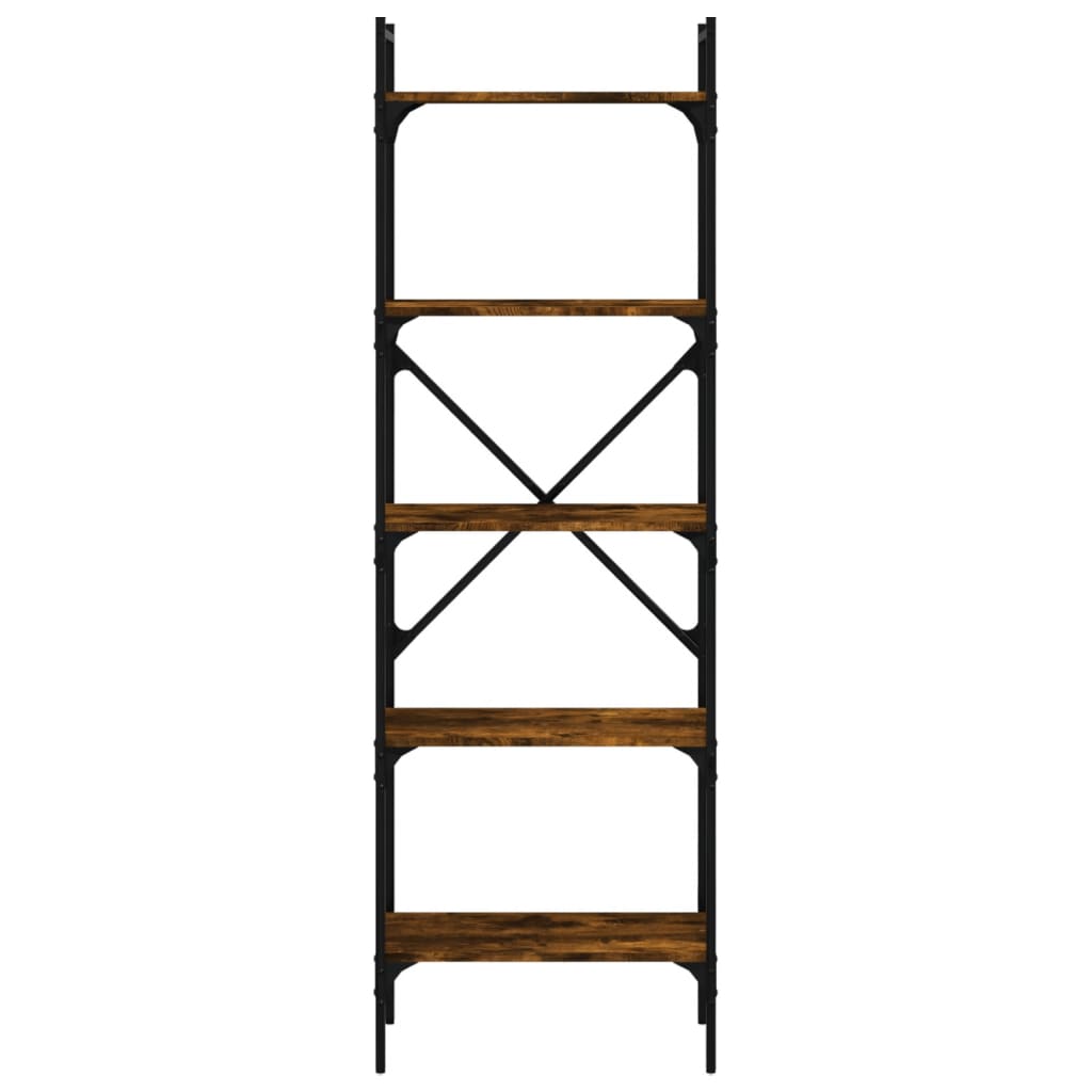 Boekenkast 5-Laags 56X31,5X174 Cm Bewerkt Hout Gerookt Eiken