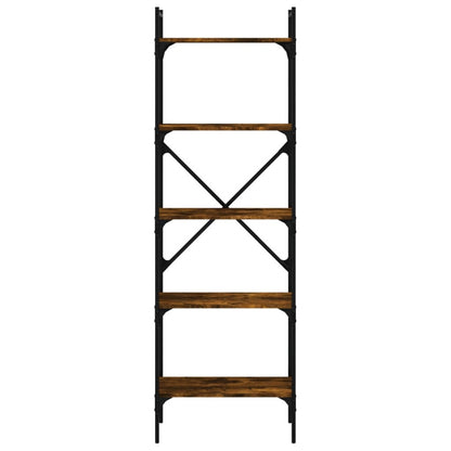 Boekenkast 5-Laags 56X31,5X174 Cm Bewerkt Hout Gerookt Eiken