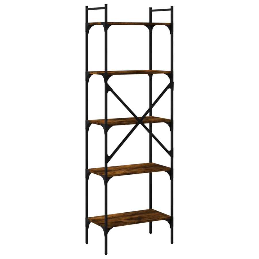 Boekenkast 5-Laags 56X31,5X174 Cm Bewerkt Hout Gerookt Eiken
