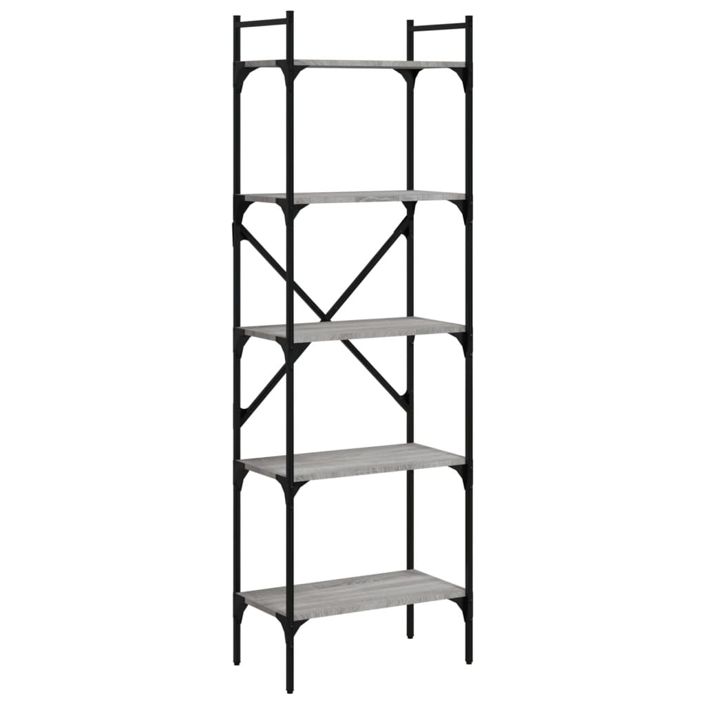 Boekenkast 5-Laags 56X31,5X174 Cm Bewerkt Hout Grijs Sonoma