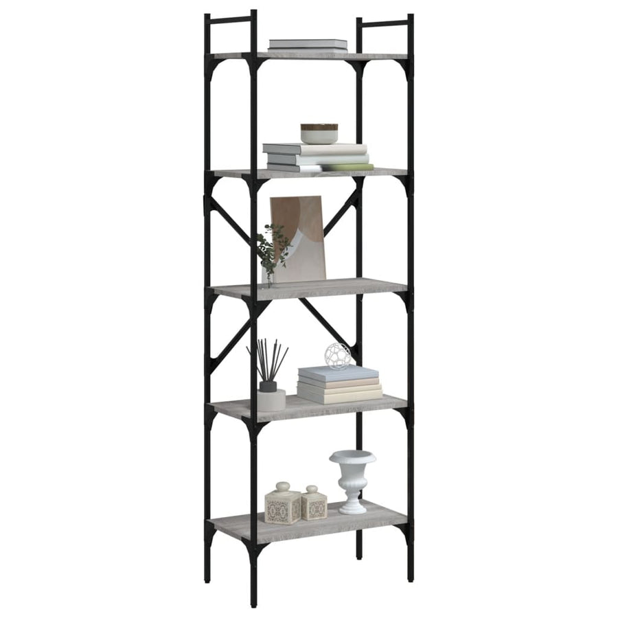 Boekenkast 5-Laags 56X31,5X174 Cm Bewerkt Hout Grijs Sonoma