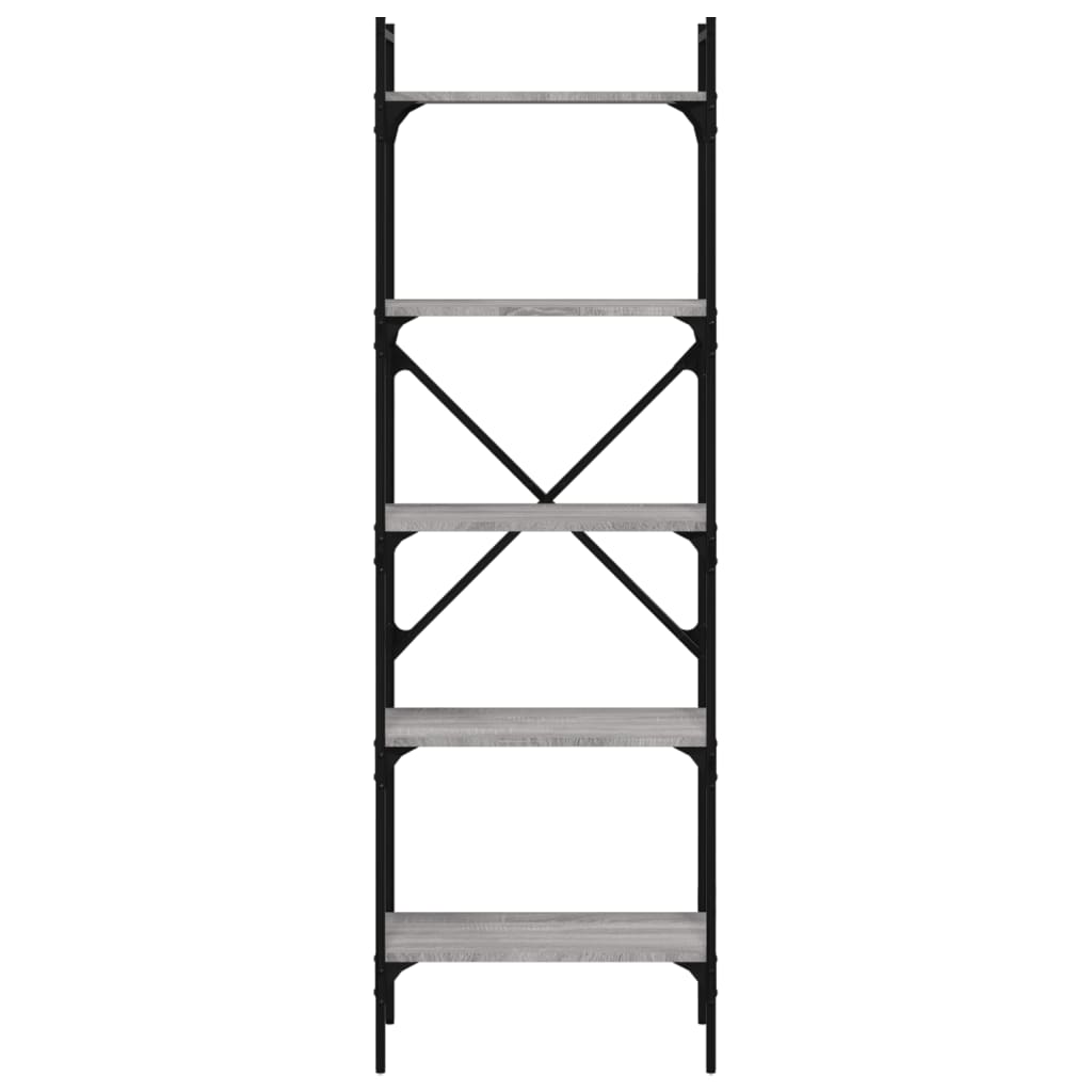 Boekenkast 5-Laags 56X31,5X174 Cm Bewerkt Hout Grijs Sonoma