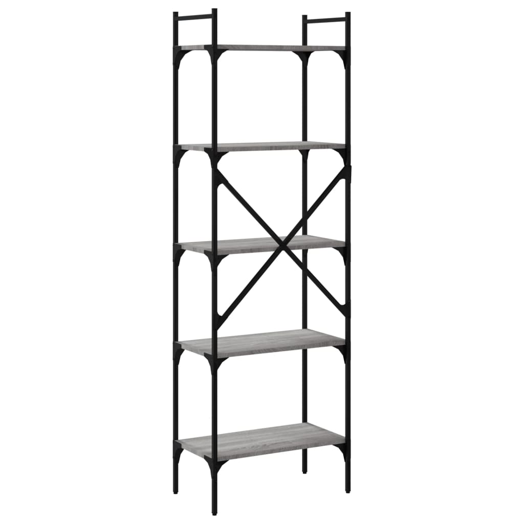 Boekenkast 5-Laags 56X31,5X174 Cm Bewerkt Hout Grijs Sonoma