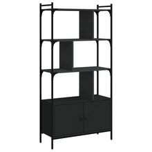 Boekenkast met deuren 76,5x30x154,5 cm bewerkt hout zwart