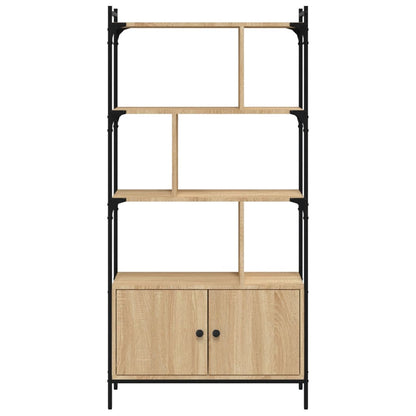 Boekenkast Met Deuren 76,5X30X154,5 Cm Hout Sonoma Eikenkleurig