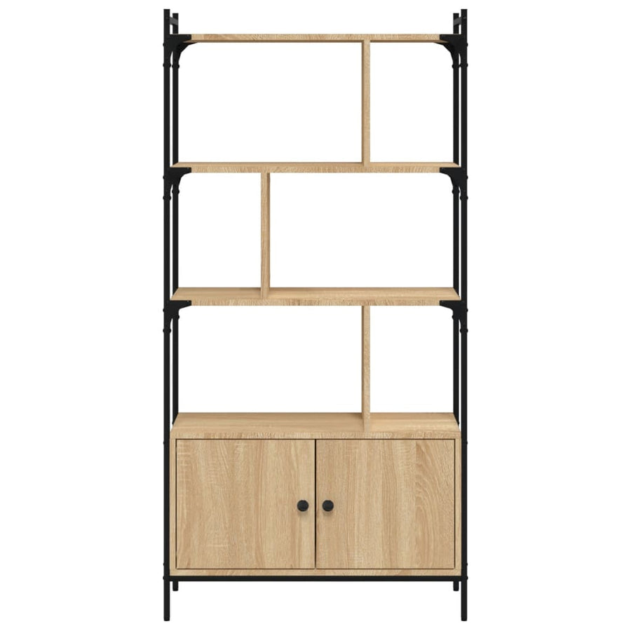 Boekenkast Met Deuren 76,5X30X154,5 Cm Hout Sonoma Eikenkleurig