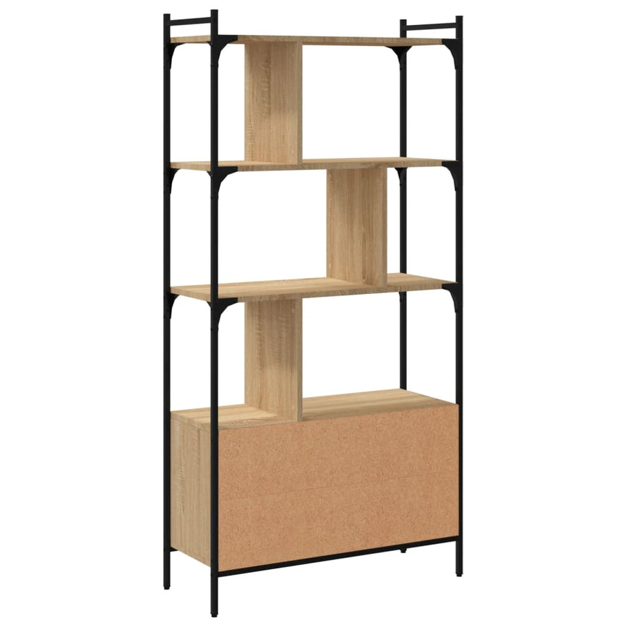 Boekenkast Met Deuren 76,5X30X154,5 Cm Hout Sonoma Eikenkleurig