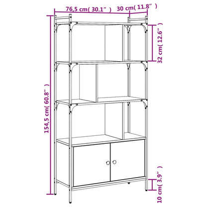 Boekenkast Met Deuren 76,5X30X154,5 Cm Hout Sonoma Eikenkleurig