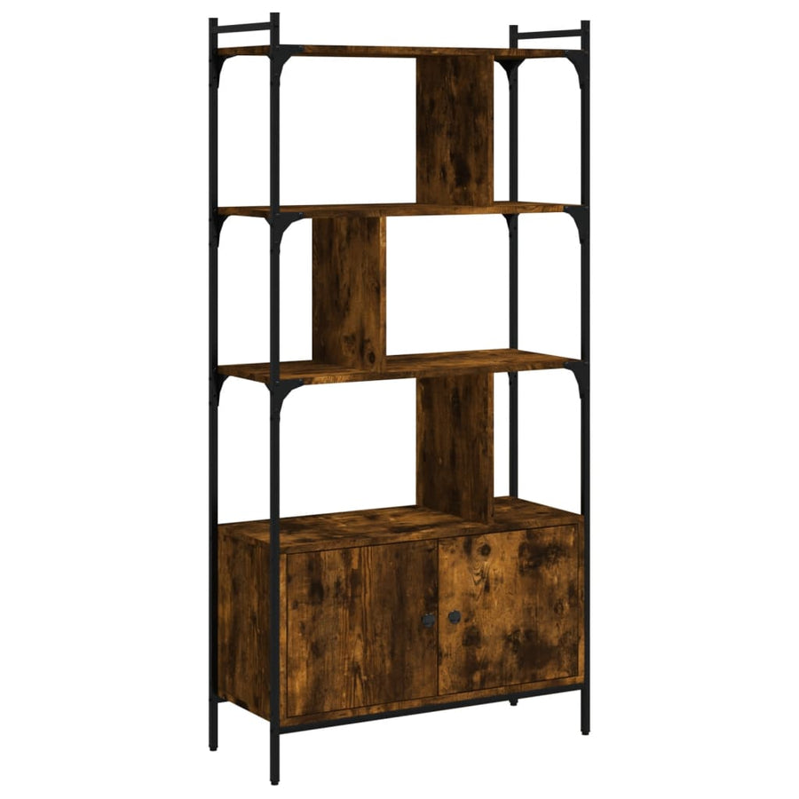Boekenkast Met Deuren 76,5X30X154,5 Cm Hout Gerookt Eikenkleur