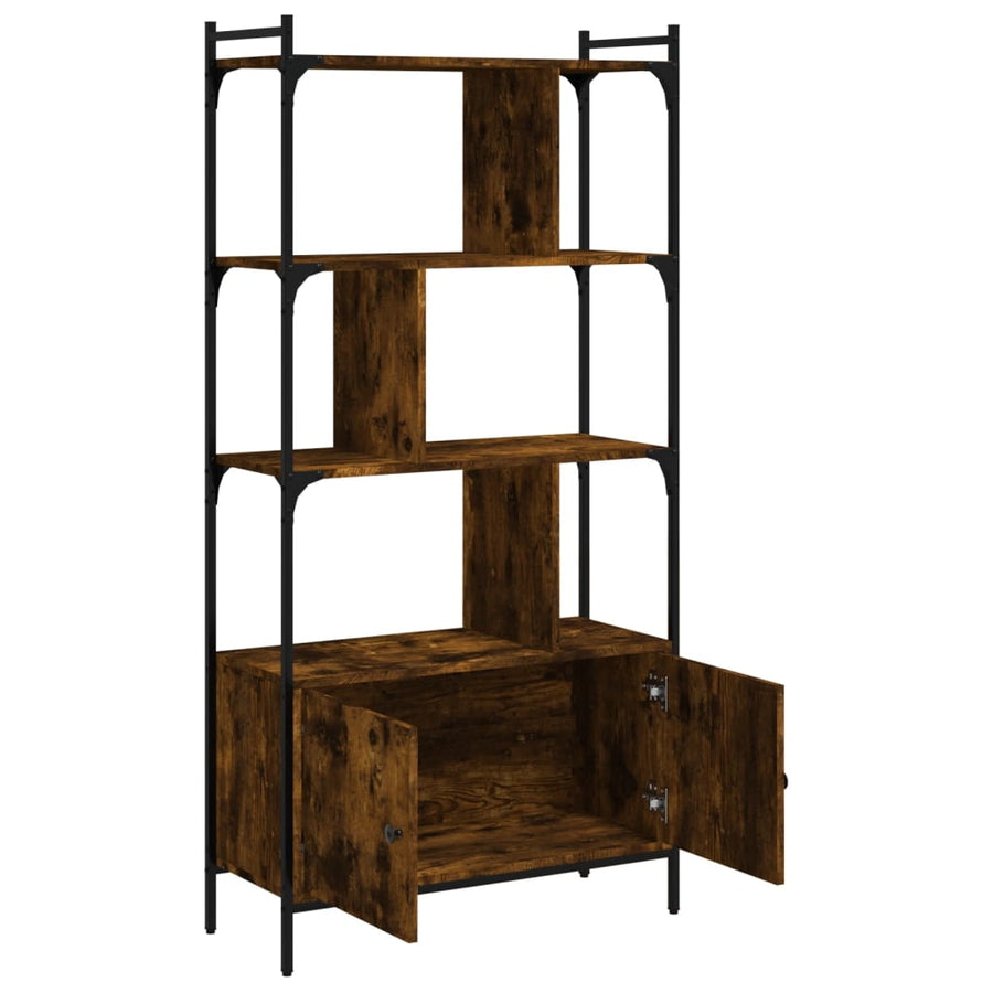 Boekenkast Met Deuren 76,5X30X154,5 Cm Hout Gerookt Eikenkleur