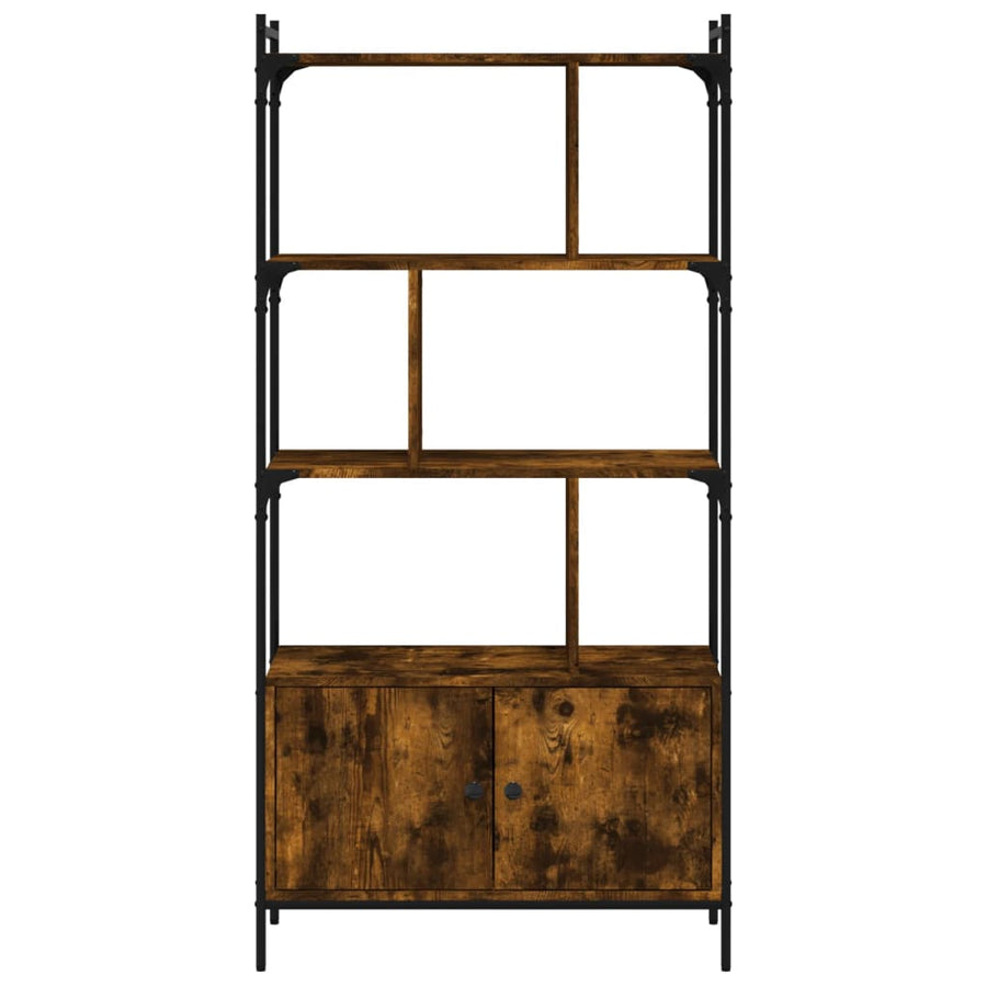 Boekenkast Met Deuren 76,5X30X154,5 Cm Hout Gerookt Eikenkleur