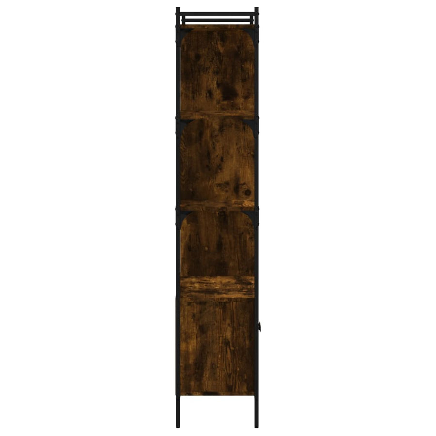 Boekenkast Met Deuren 76,5X30X154,5 Cm Hout Gerookt Eikenkleur