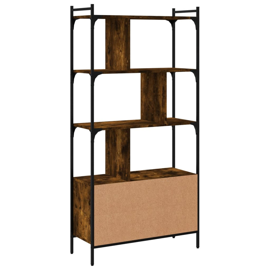 Boekenkast Met Deuren 76,5X30X154,5 Cm Hout Gerookt Eikenkleur