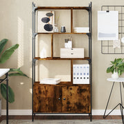 Boekenkast met deuren 76,5x30x154,5 cm gerookt eiken
