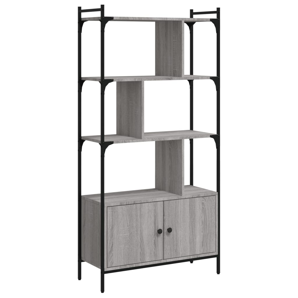 Boekenkast Met Deuren 76,5X30X154,5 Cm Hout Grijs Sonoma Eiken