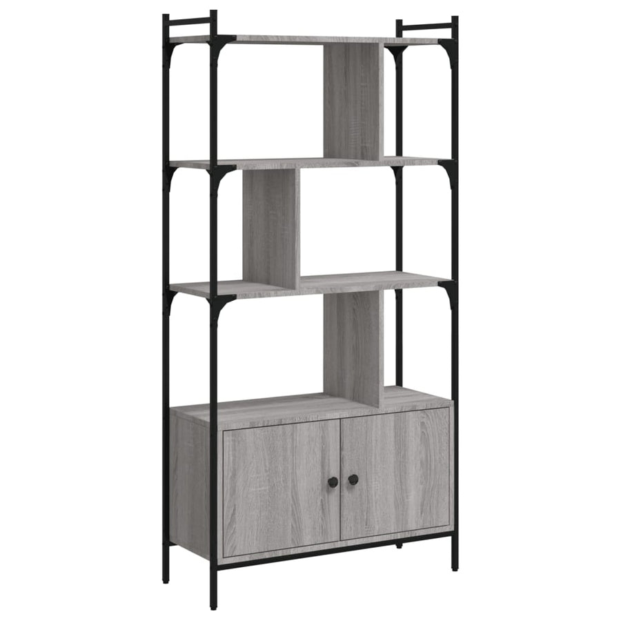 Boekenkast Met Deuren 76,5X30X154,5 Cm Hout Grijs Sonoma Eiken