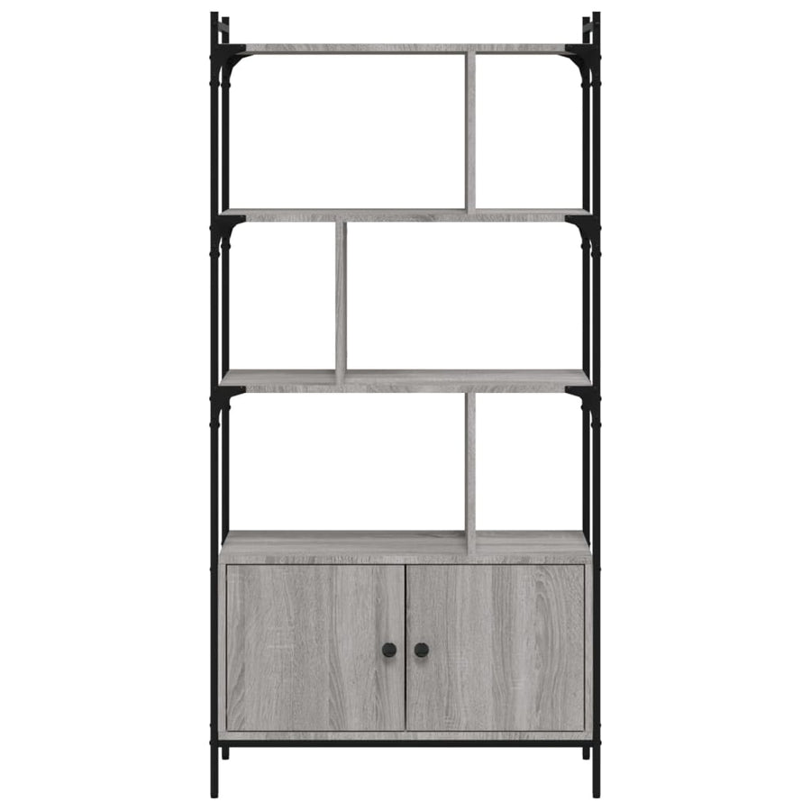 Boekenkast Met Deuren 76,5X30X154,5 Cm Hout Grijs Sonoma Eiken