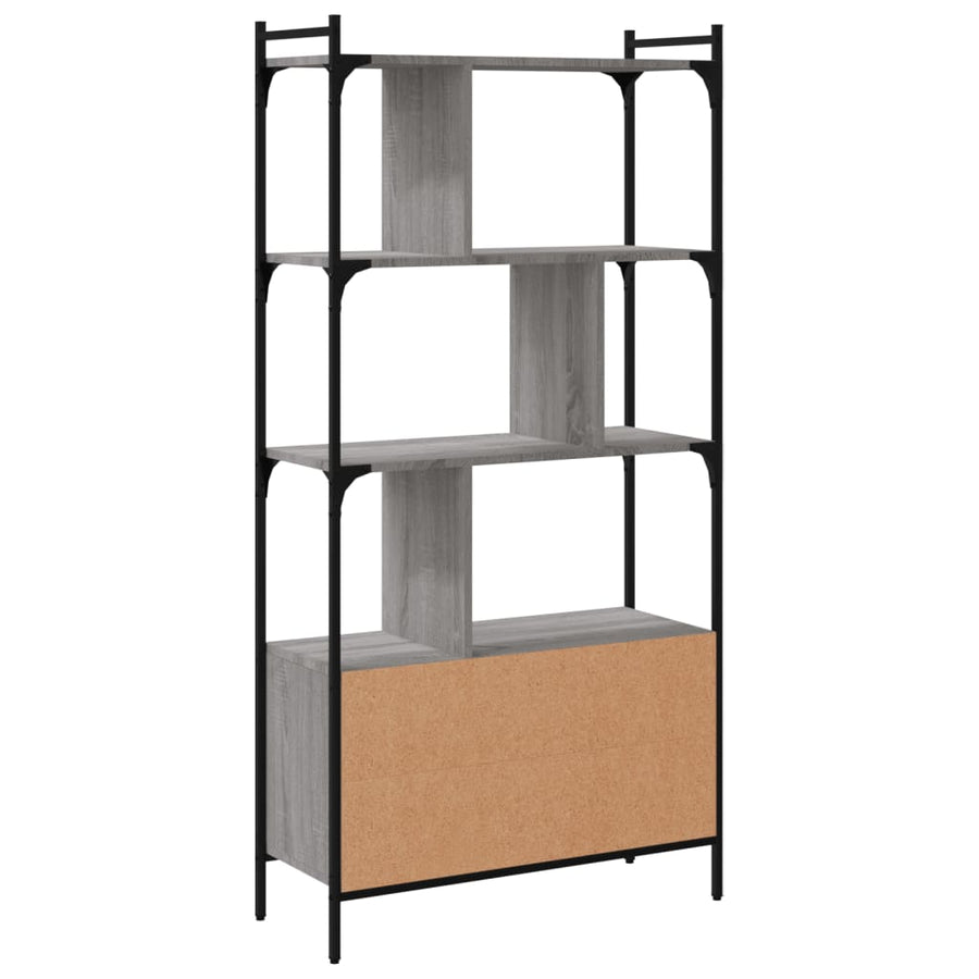 Boekenkast Met Deuren 76,5X30X154,5 Cm Hout Grijs Sonoma Eiken