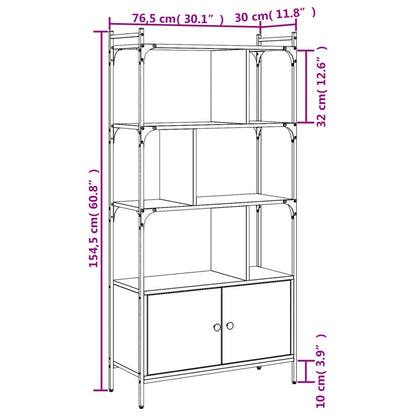 Boekenkast Met Deuren 76,5X30X154,5 Cm Hout Grijs Sonoma Eiken