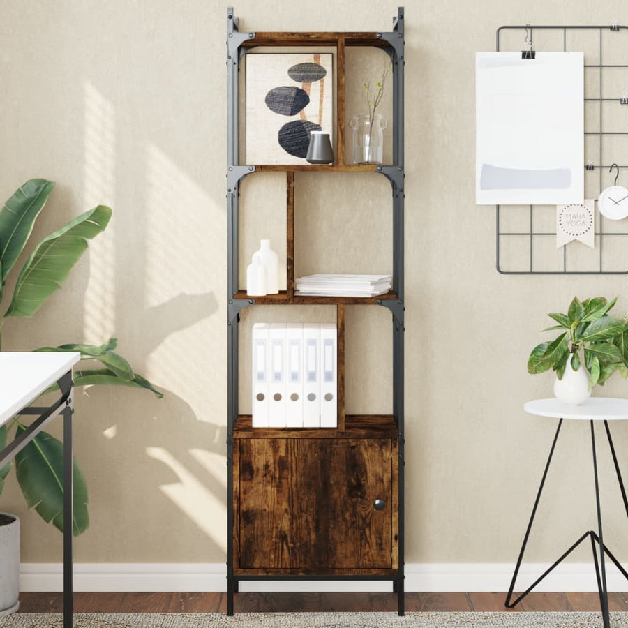 Boekenkast Met Deur 44,5X30X154,5 Cm Hout Gerookt Eikenkleurig