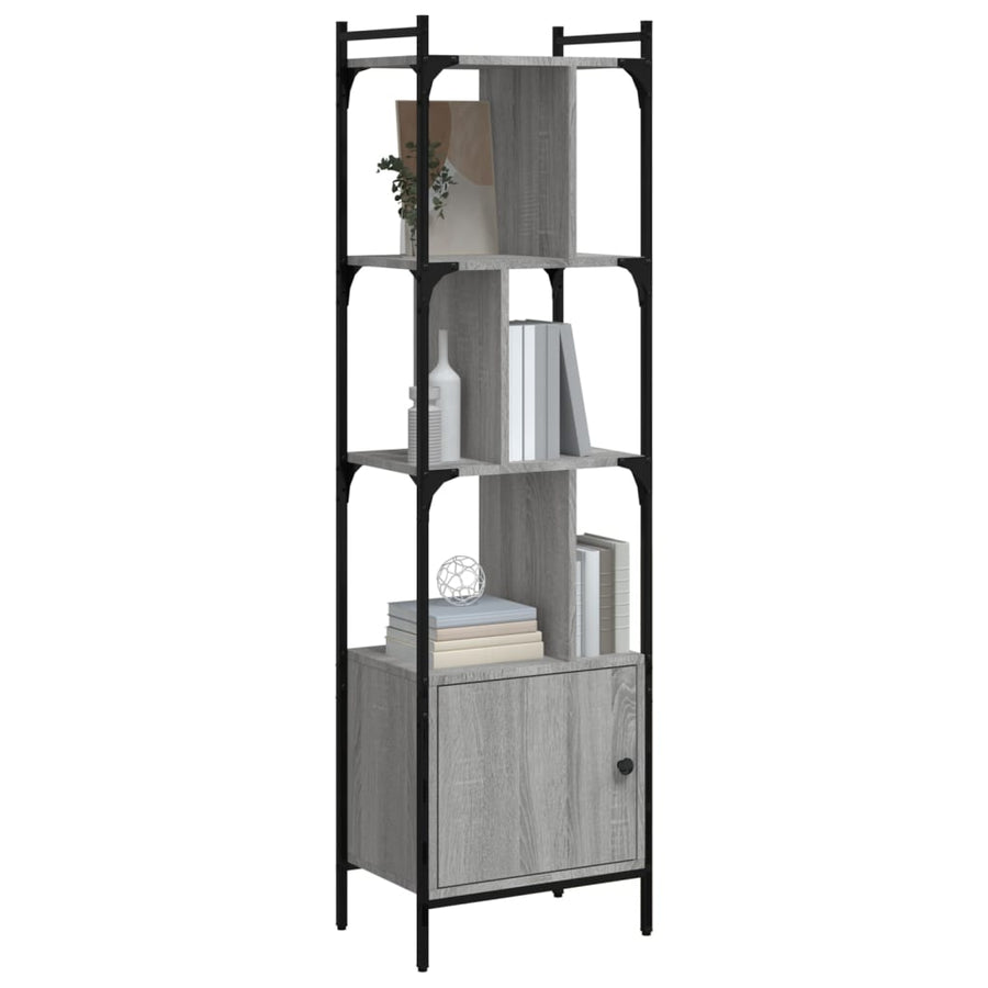 Boekenkast Met Deur 44,5X30X154,5 Cm Hout Grijs Sonoma Eiken