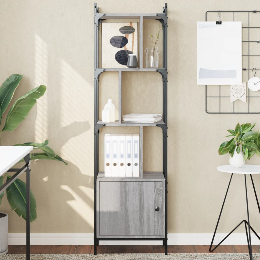 Boekenkast Met Deur 44,5X30X154,5 Cm Hout Grijs Sonoma Eiken