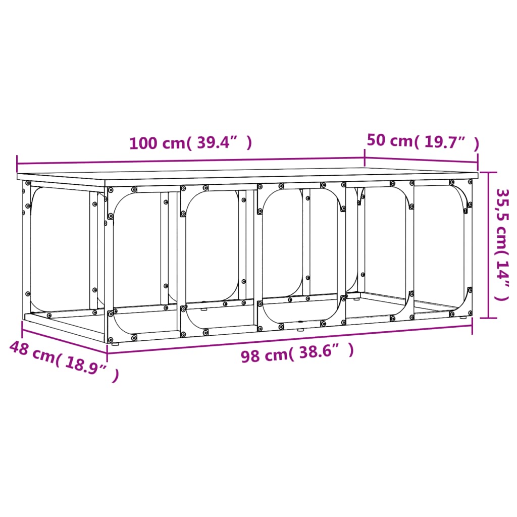 Salontafel 00X50X35,5 Cm Bewerkt Hout Zwart