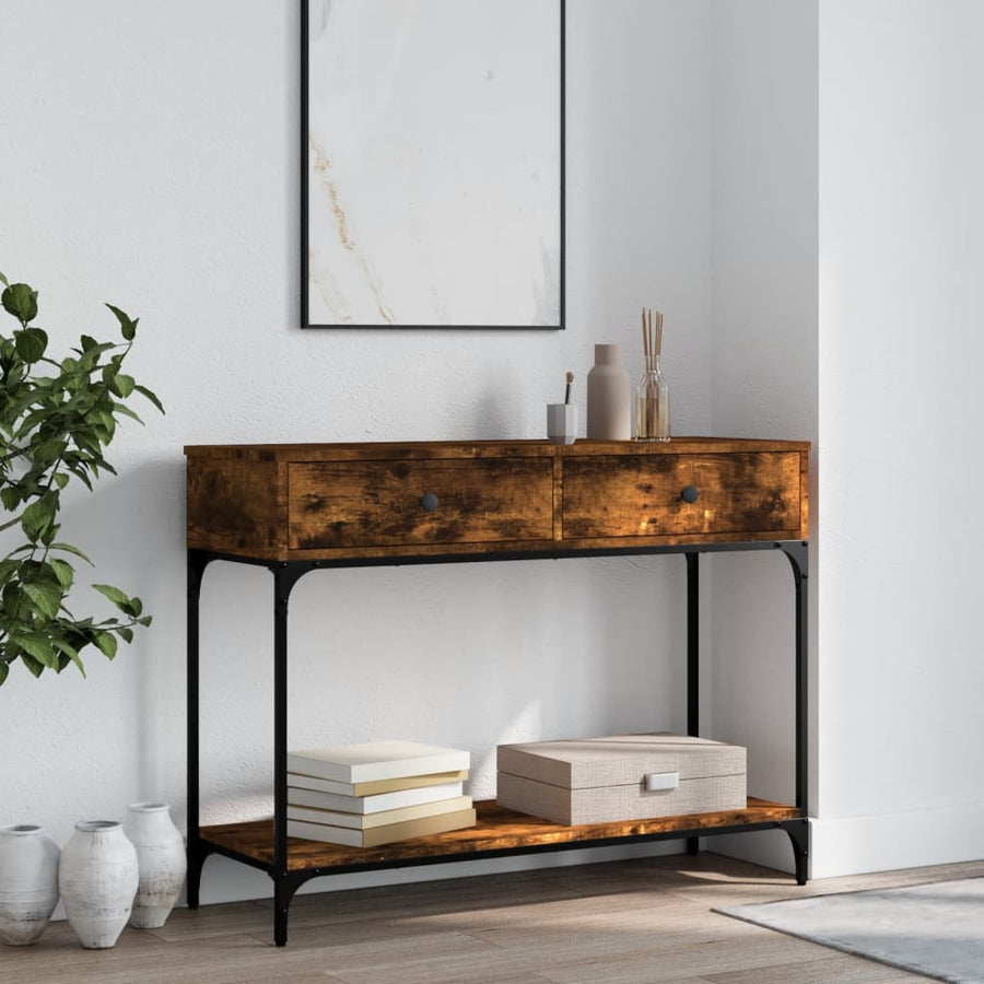 Wandtafel 100X34,5X75 Cm Bewerkt Hout Gerookt Eikenkleurig