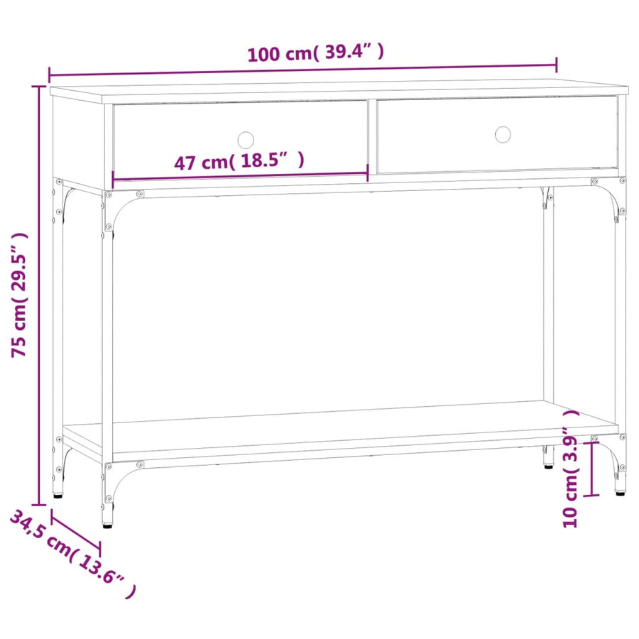 Wandtafel 100X34,5X75 Cm Bewerkt Hout Grijs Sonoma Eikenkleurig