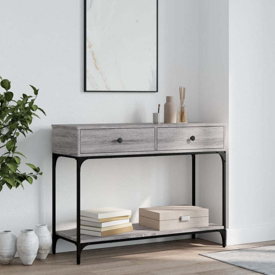 Wandtafel 100X34,5X75 Cm Bewerkt Hout Grijs Sonoma Eikenkleurig