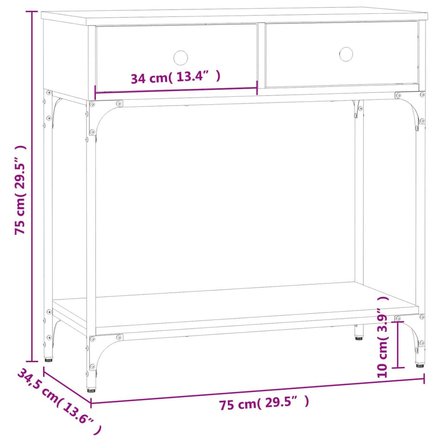 Wandtafel 75X34,5X75 Cm Bewerkt Hout Grijs Sonoma Eikenkleurig