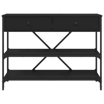 Wandtafel Met Lades En Schappen Bewerkt Hout Zwart