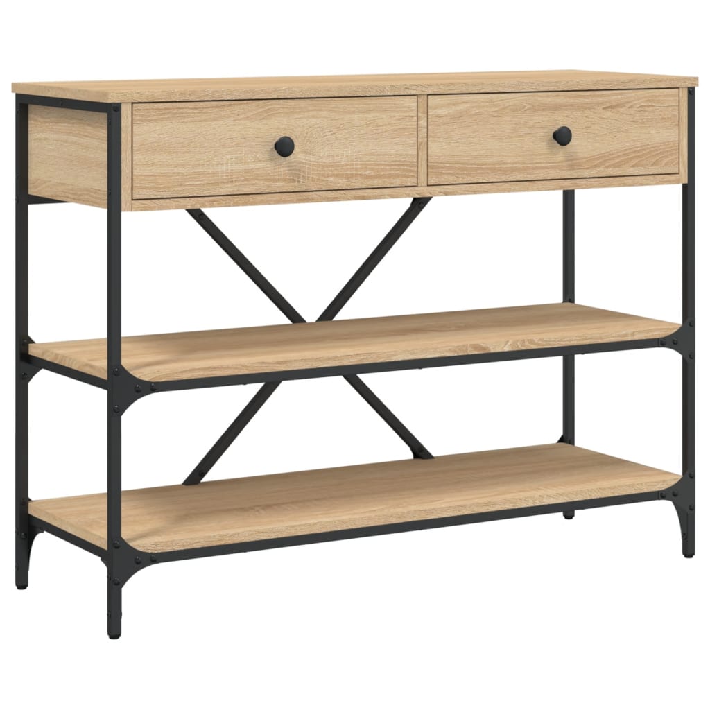 Wandtafel Met Lades En Schappen Bewerkt Hout Kleur 100 x 34.5 x 75 cm Sonoma eiken