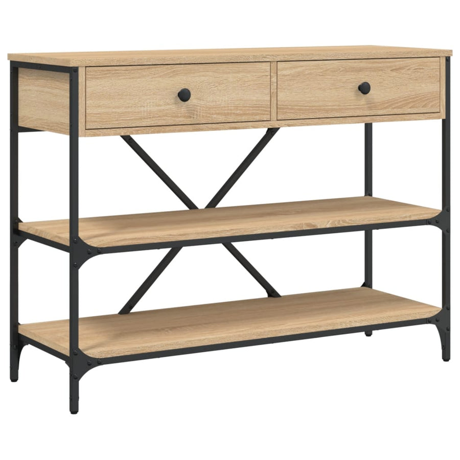 Wandtafel Met Lades En Schappen Bewerkt Hout Kleur 100 x 34.5 x 75 cm Sonoma eiken
