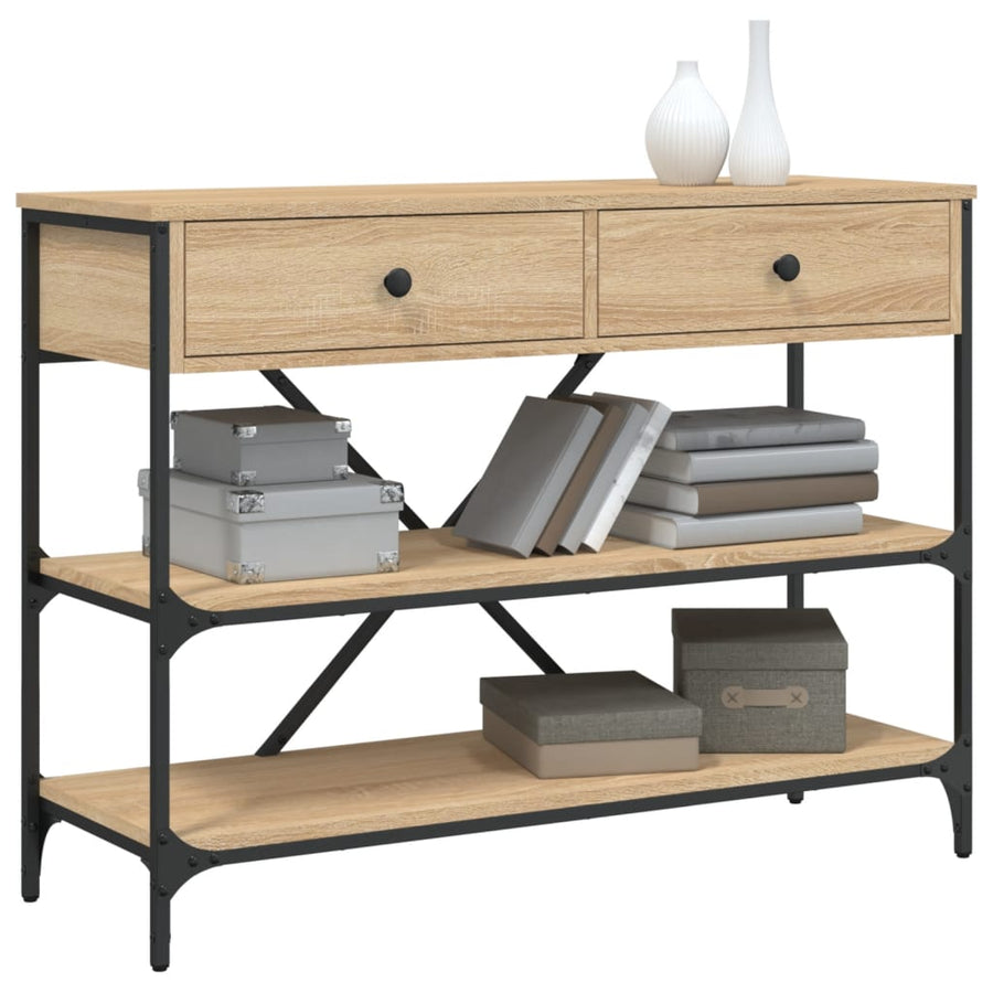 Wandtafel Met Lades En Schappen Bewerkt Hout Kleur 100 x 34.5 x 75 cm Sonoma eiken