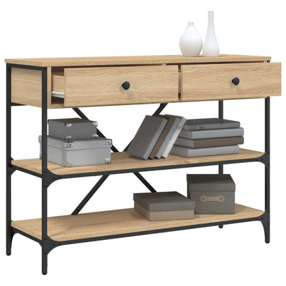 Wandtafel Met Lades En Schappen Bewerkt Hout Kleur 100 x 34.5 x 75 cm Sonoma eiken