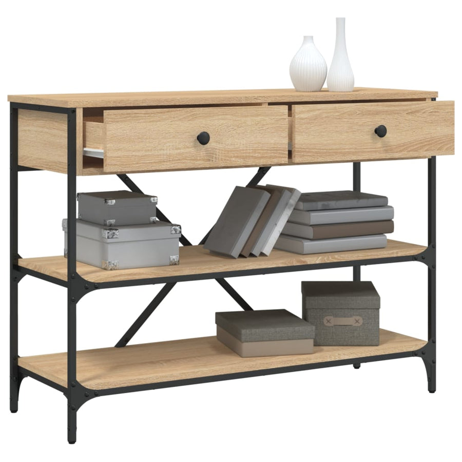 Wandtafel Met Lades En Schappen Bewerkt Hout Kleur 100 x 34.5 x 75 cm Sonoma eiken