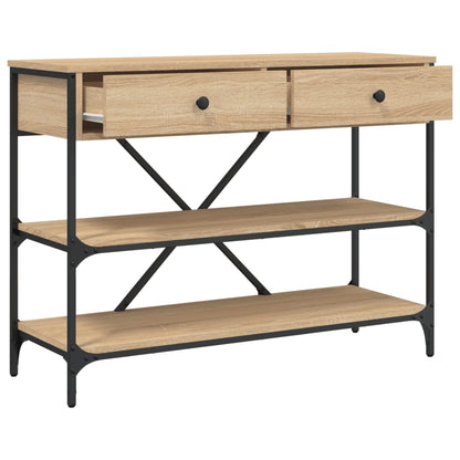 Wandtafel Met Lades En Schappen Bewerkt Hout Kleur 100 x 34.5 x 75 cm Sonoma eiken